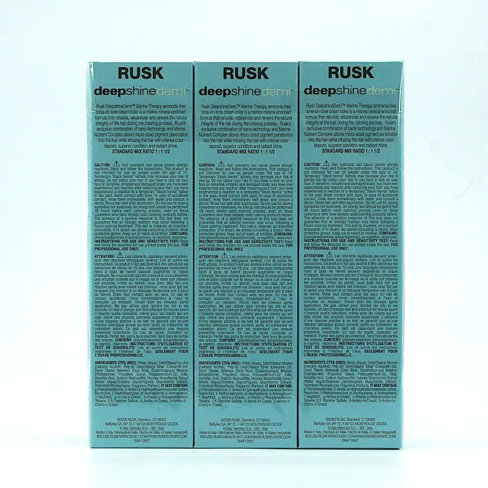 Rusk Deepshine Demi Hair Color 7-44CC Intense Copper Blonde 3.4oz Lot 3‎ NEW